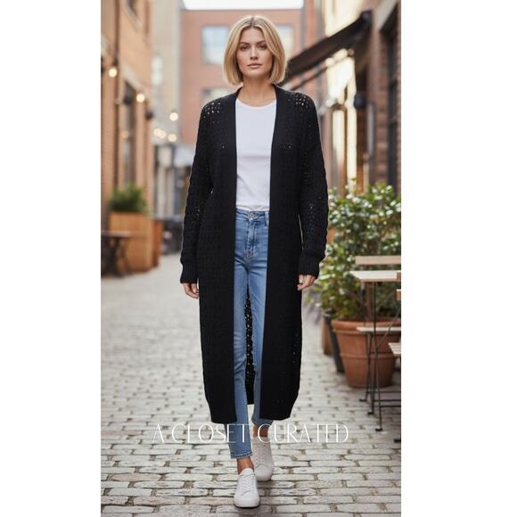 Anthropologie Cardigan Duster Sweater Medium Black NWT - Picture 1 of 5